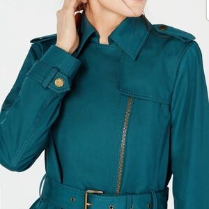 NWOT-Michael Kors Teal Belted Trench Coat